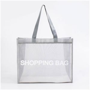 Sac de plage transparent respirant en nylon à imprimé lettres, idéal pour le shopping en gros - Product Image 1