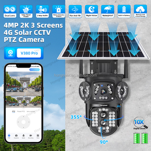 Hongnaer 4MP 2K <span class=keywords><strong>2</strong></span>レンズソーラーパネル電源付きワイヤレス監視CCTVカメラV380 Pro屋外4G Simカードソーラー防犯カメラ - Product Image 2