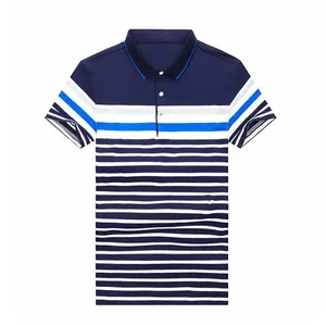 Hot selling plain 100%cotton rib striped solid yarn dyed color striking color short sleeve plain men striped polo shirts