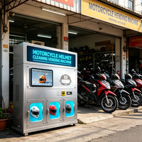 Máquina expendedora comercial 24H sin asistencia para limpieza de cascos de motocicleta con código QR inteligente, autoservicio, lavado, desinfección y secado.