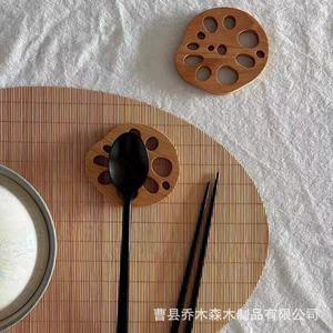 Lotus Root Slice Coaster Natural Solid Wood Anti Heat Round Table Mat For Cafe <b>Teacup</b> Protection - Product Image 3