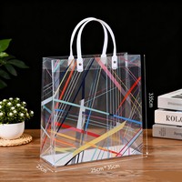 Sacs fourre-tout en PVC transparent imprimés sur mesure avec poignée, sacs d'emballage cadeau transparents pour cosmétiques, bijoux de mode
