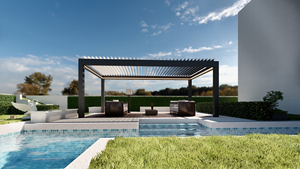 แผงเซลล์แสงอาทิตย์สนามหลังบ้านซุ้มไม้เลื้อยแผงโซลาร์เซลล์พร้อมรูเปิดหลังคาบานเกล็ดอลูมิเนียมเพอร์โกลา - Product Image 5