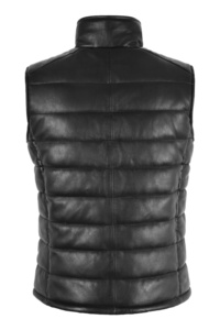 Chaleco de Mujer Personalizado 100% Cuero Nappa Negro Acolchado con Acabado Vintage y Patrón Acolchado, Marca Privada OEM/ODM Heritage - Product Image 3