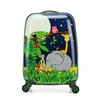 Valise à roulettes de 16 pouces avec motif de dessin animé animal violet, coque rigide imprimée sur PC, bagages pour enfants