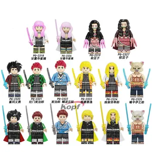 Estatueta de brinquedo Nezuko Kamado, mini tijolos de construção, 38 estilos, 4 cm, mata-demônios, Kimetsu no Yaiba, blocos de figuras de anime em PVC para crianças, 38 estilos