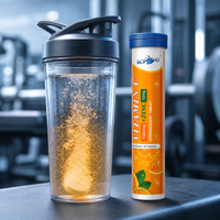 Comprimés effervescents de vitamine C 1000 mg pour adultes avec zinc 10 mg, saveur orange, complément alimentaire quotidien