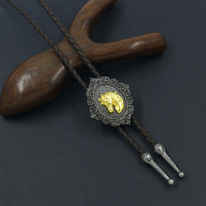 Nuevo Producto: Collar de Cuero con Diseño de Cabeza de Caballo y Cabeza de Vaca, Estilo Bolo Tie para Hombres y Mujeres - Product Image 3