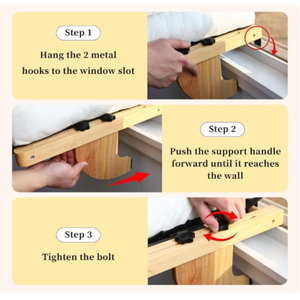 Tempat tidur gantung jendela kucing, tempat tidur gantung kucing dapat diatur untuk ambang jendela dengan kayu dan bantal empuk - Product Image 3