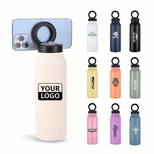 Bouteille d'eau isotherme en acier inoxydable avec couvercle magnétique et support pour téléphone, logo personnalisé, 24 oz, moderne et pratique pour la salle de sport - Product Image 2