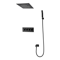 Robinet suspendu de salle de bain noir mat monté au plafond 320*320mm mitigeur de douche Led pluie pulvérisation ensemble de douche Thermostat