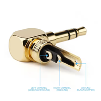 Adaptateur de prise audio 3,5 mm 3 pôles à angle droit de 90 degrés, adaptateur de raccordement pour écouteurs, borne de casque, connecteur plaqué or à souder