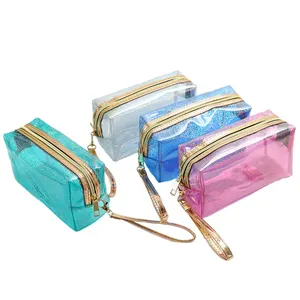 Toptan parlak PVC debriyaj çantası fermuar kozmetik düzenleyici çanta kızlar için
