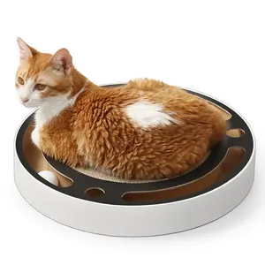 라운드 고양이 스크래치 보드 2 공 골판지 고양이 긁는 사람과 대화 형 고양이 장난감 트랙