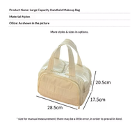 Sac de toilette de voyage matelassé en nylon imperméable grande capacité avec logo personnalisé, fermeture éclair et poignée, organiseur de cosmétiques, pochette en polyester