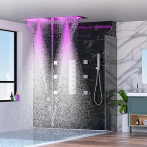 Système de douche thermostatique encastré HONGDEC en nickel brossé avec LED, robinetterie de luxe en laiton massif pour salle de bain - Product Image 2
