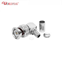 Connecteur BNC mâle à angle droit pour câble coaxial LMR240, fiche à sertir à 90 degrés pour installations murales, vente en gros