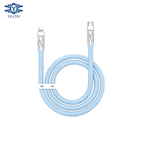 Câble de charge en alliage de zinc épaissi en silicone PD27W avec lumières colorées, câble de charge rapide résistant aux plis, pour iPhone 6-14