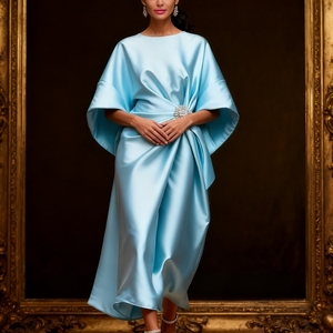 Robes en satin élégantes pour femmes, décorées de fleurs en perles, tendance - Product Image 4