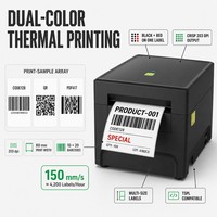 Imprimante thermique sans encre double couleur 4 pouces, étiqueteuse noire et rouge avec Bluetooth pour les étiquettes d'expédition et d'entrepôt