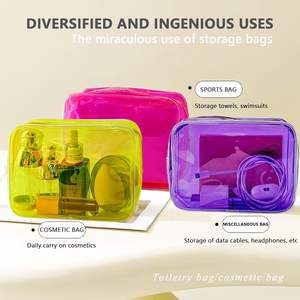 กระเป๋าเครื่องสำอางสีลูกกวาดแบบพกพาขนาดเล็กสำหรับเดินทางในห้องน้ำกระเป๋าเครื่องสำอางสีใสสำหรับเล่นกีฬาซักได้ - Product Image 3