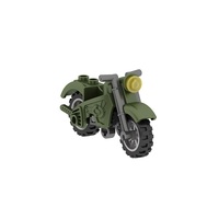 Mini Accesorios de Soldado, Arma Militar de la Segunda Guerra Mundial, Motocicleta de Dos Ruedas, Verde, Marrón, Gris, Piezas de Figuras, Bloques de Construcción, Juguetes, Regalo para Niños