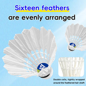 Воланы для бадминтона Ji Guan Super - 6 штук, легкие, 2-слойные, с пробковой головкой из ПУ, натуральное прямое перо, высокая скорость, стабильный полет - Product Image 2