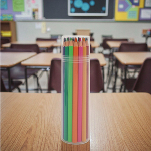 Paquete de tubo de plástico <span class=keywords><strong>24</strong></span> piezas Juego de lápices de colores al óleo Juego de lápices de colores solubles en agua - Product Image 5