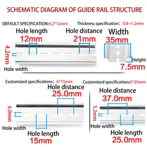 Din Rail Type CHFRPU High Quality Guide Rail 35mm Wide 7.5mm High Stainless Steel Of 1 Or 2 Meters M4 M6 Fixed Hole Industrial Steel DIN Rail