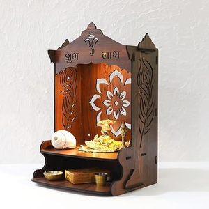 Polished Wooden Puja Mandir for Home Big Size Wall Mounted <strong>Pooja</strong> <strong>Stand</strong> Elegant Wall Hanging Decoration - Product Image 3