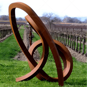 Escultura de Anillo de Acero Corten de Arte Urbano Moderno, Gran Estatua Circular de Metal Abstracta para Parques Públicos y Rediseño de Jardines de Villas - Product Image 3