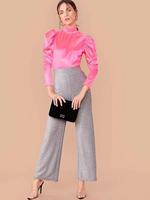 Combinaisons de lingerie décontractées pour femmes, col roulé, rose fluo, satin uni, manches bouffantes, personnalisées par OEM