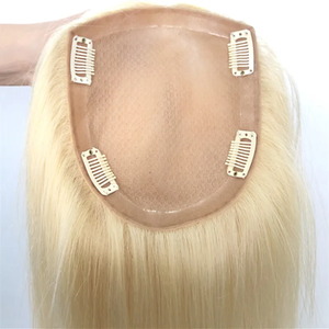 Topper de Cabello Rubio con Base de Seda Completa, Todos los Tamaños 8-20 Pulgadas, Cabello Humano 100% Remy de Alta Calidad en Stock para Mujer - Product Image 6