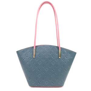 Fashion Women Tote Bag PU Leather Embossed Shoulder Handbag Color Block Large Capacity Daily Shopping Bag - Product Image 1