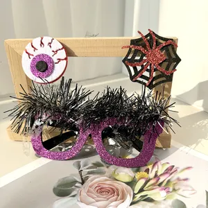 Cadılar bayramı gözlük çocuk yetişkin parti dekorasyon fotoğraf sahne komik gözlük çerçevesi kabak örümcek Web gözküresi gözlük