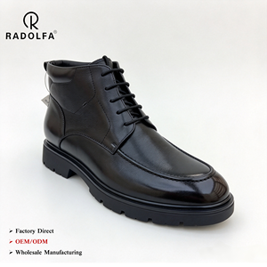 Stivali in Pelle Marrone <span class=keywords><strong>con</strong></span> Lacci <span class=keywords><strong>per</strong></span> <span class=keywords><strong>Uomo</strong></span>, Fodera in Peluche, Chiusura <span class=keywords><strong>con</strong></span> Zip Interna, Suola <span class=keywords><strong>con</strong></span> Tacchetti Profondi, <span class=keywords><strong>Scarpe</strong></span> <span class=keywords><strong>per</strong></span> Climi Freddi, Esportazione di Fabbrica RADOLFA - Product Image 1