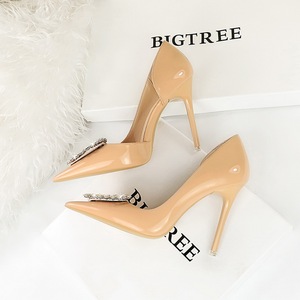 2025 Pointed Crystal Buckle Sandals Stiletto High Heels Red Women's <b>Shoes</b> - Product Image 3