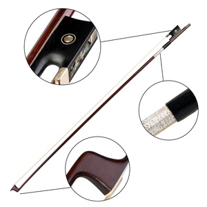 NAOMI 4/4 Archet de violon en bois de Brésil avec incrustation d'yeux parisiens de grenouille en ébène Poignée en peau de lézard - Product Image 3