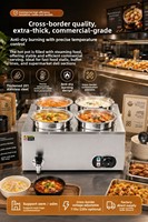 Station de maintien au chaud alimentaire carrée à trois bacs 7L en acier inoxydable pour la restauration hôtelière et les professionnels de la restauration