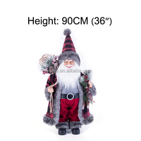 Adornos decorativos de Papá Noel de Navidad en negro y rojo, técnica hecha a mano, bolsa de regalo artesanal, raqueta, adornos navideños para papá