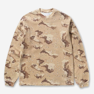 T-shirts personnalisés à manches longues en coton gaufré pour hommes, imprimé camouflage sable sur toute la surface - Product Image 3