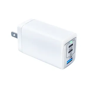 Pengisi daya USB C 65W GAN PD, adaptor pengisi daya cepat, port USB C ganda dan port pengisi daya untuk Ma-Book Pro/Air, Pad Pro