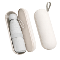 Parapluie mini pliable 5 sections, 8 baleines, UPF 50+, avec étui en PU, pour femme adulte, idéal pour les voyages et la protection solaire de poche