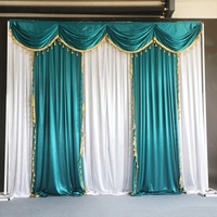Custom Church Curtains Backdrop Decoration Wedding Stage Drapery with Valance and Swag for Party Event Scene Decoration