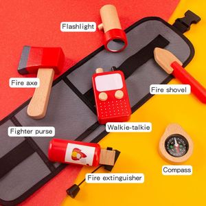 Sac banane en bois pour enfants, kit de jeu de rôle <span class=keywords><strong>pompier</strong></span>, avec extincteur, pour tout-petits garçons et filles, costume de <span class=keywords><strong>pompier</strong></span> - Product Image 3