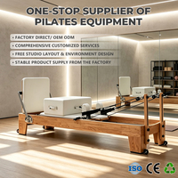 Machine de Pilates Reformer en bois de chêne noir, durable, réglable et portable, pour studio de Pilates professionnel haut de gamme