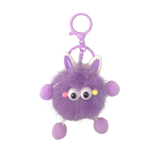 Llavero de peluche de visón sintético con bola de dibujos animados y pompón suave para parejas o mejores amigos - Product Image 5