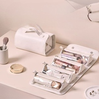 Trousse de Maquillage Pliable Grande Capacité avec Tiroirs Transparents en Plastique – Contenants Décoratifs pour Trousse de Toilette, Rangement Zoné Autoportant