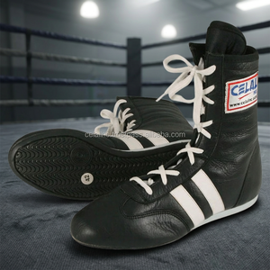 Chaussures de boxe professionnelles en cuir véritable pour hommes avec doublure en mesh et mousse et semelle en caoutchouc pour une utilisation toute saison - Product Image 2