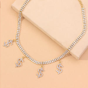 <span class=keywords><strong>Collier</strong></span> hip hop plaqué or blanc, bijou <span class=keywords><strong>ras</strong></span> <span class=keywords><strong>du</strong></span> <span class=keywords><strong>cou</strong></span> à <span class=keywords><strong>Double</strong></span> <span class=keywords><strong>rang</strong></span>ée de diamant scintillant, pendentif en cristal - Product Image 2